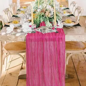 Gauze Table Runner Hot Pink 10Ft Cheesecloth Table Runners Rustic Wedding Decorations for Table Farmhouse Kitchen Table Runner Wide Coffee Table Runner Cheese Clothes Table Runner for Bridal Shower