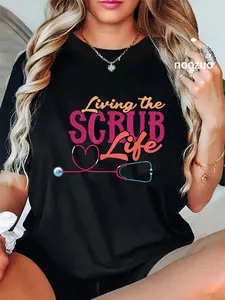 100% Cotton Heart Stethoscope Medical Nursery Nursing Life Funny Nurse T-Shirt