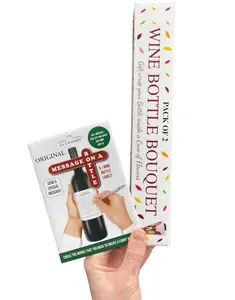 🍷 5-Pack Wine Crossword Puzzle Labels + 🌸 2-Pack Wine Bottle Bouquet Wraps