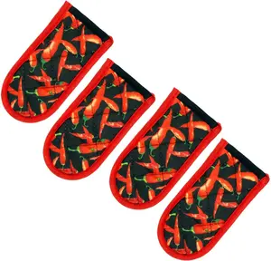 Cast Iron Skillet Handle Covers, Pot Handle Covers Heat Resistant, Heat Resistant Pan Pot Skillet Hot Handle Holder Sleeves Mitt Cover for Kitchen, BBQ and Baking Cookware (4-Pack Red Peppers)