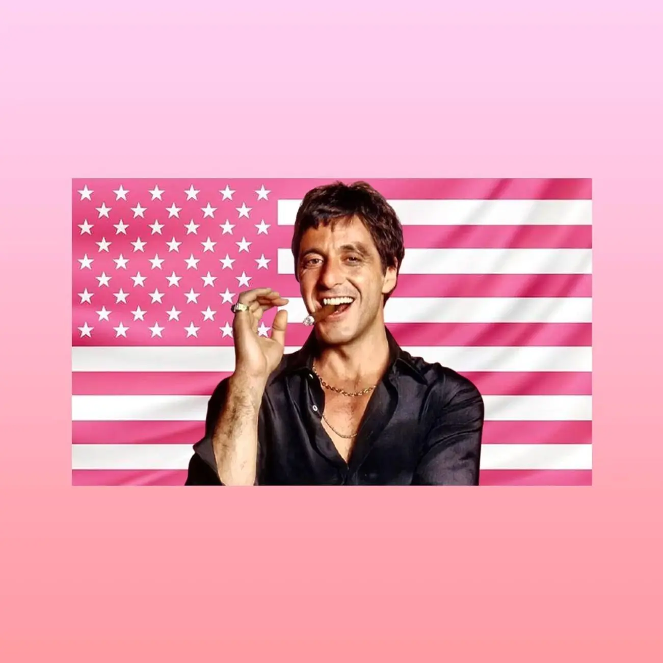Scarface Pink American Flag Tapestry – Classic Crime Movie Wall Art | Aesthetic Pink Flag | Gangster Room Decor | Film Fan Gift Lightweight Indoor Wall Art