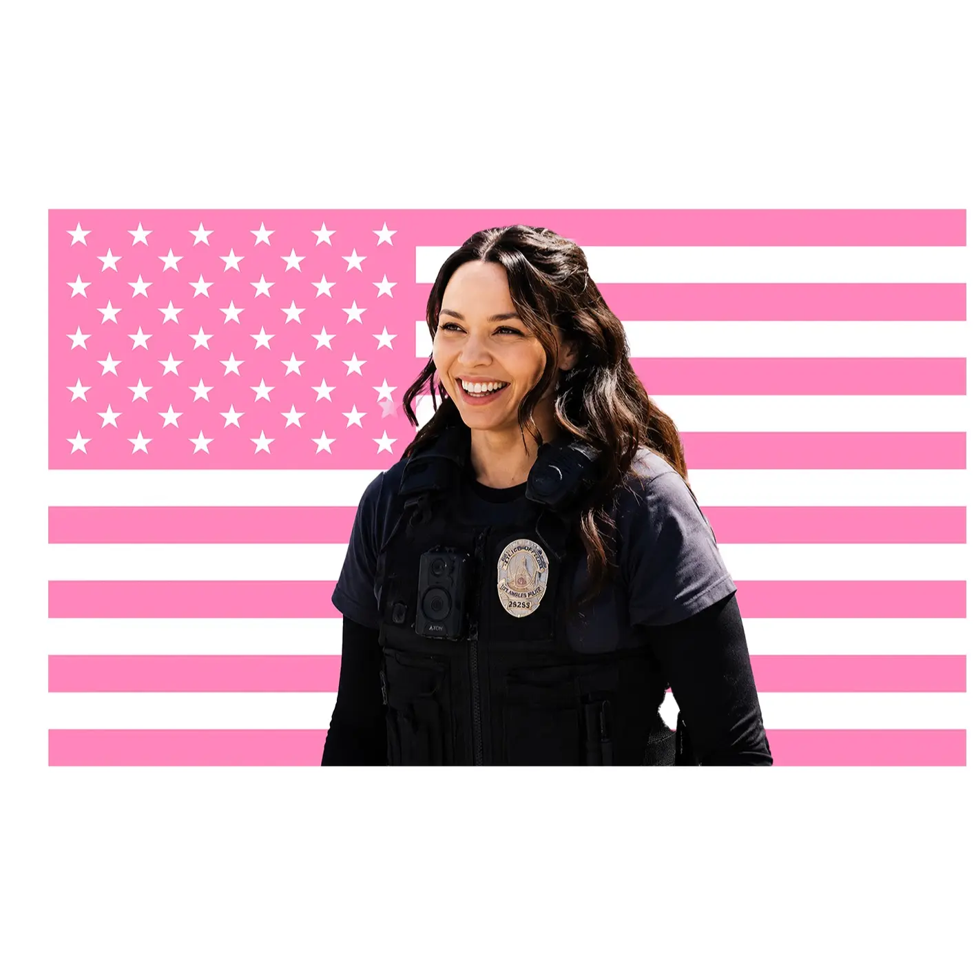 Lucy Chen The Rookie Pink American Flags Tapestry by Tim Bradford Used for Tapestry Wall Decoration, Interior Wall Decoration, Room Decoration, Single sided Polyester Wall Flag Tapestry