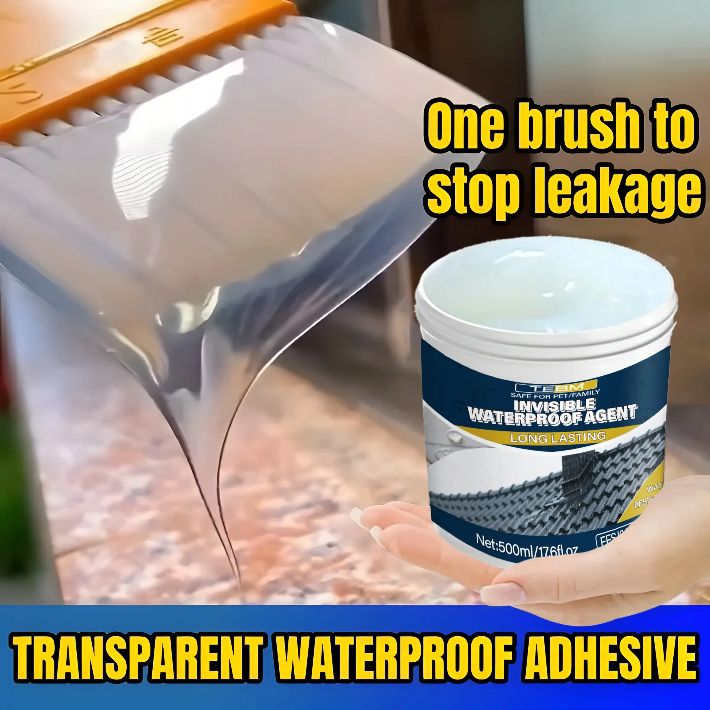 Transparent Waterproof Sealing Agent 100g/300g/500g, Sealing Power, Invisible Waterproof Sealant, Anti Leak, Leak Repair for Rvs, Bathrooms, Kitchens, Roofs, Includes Tools