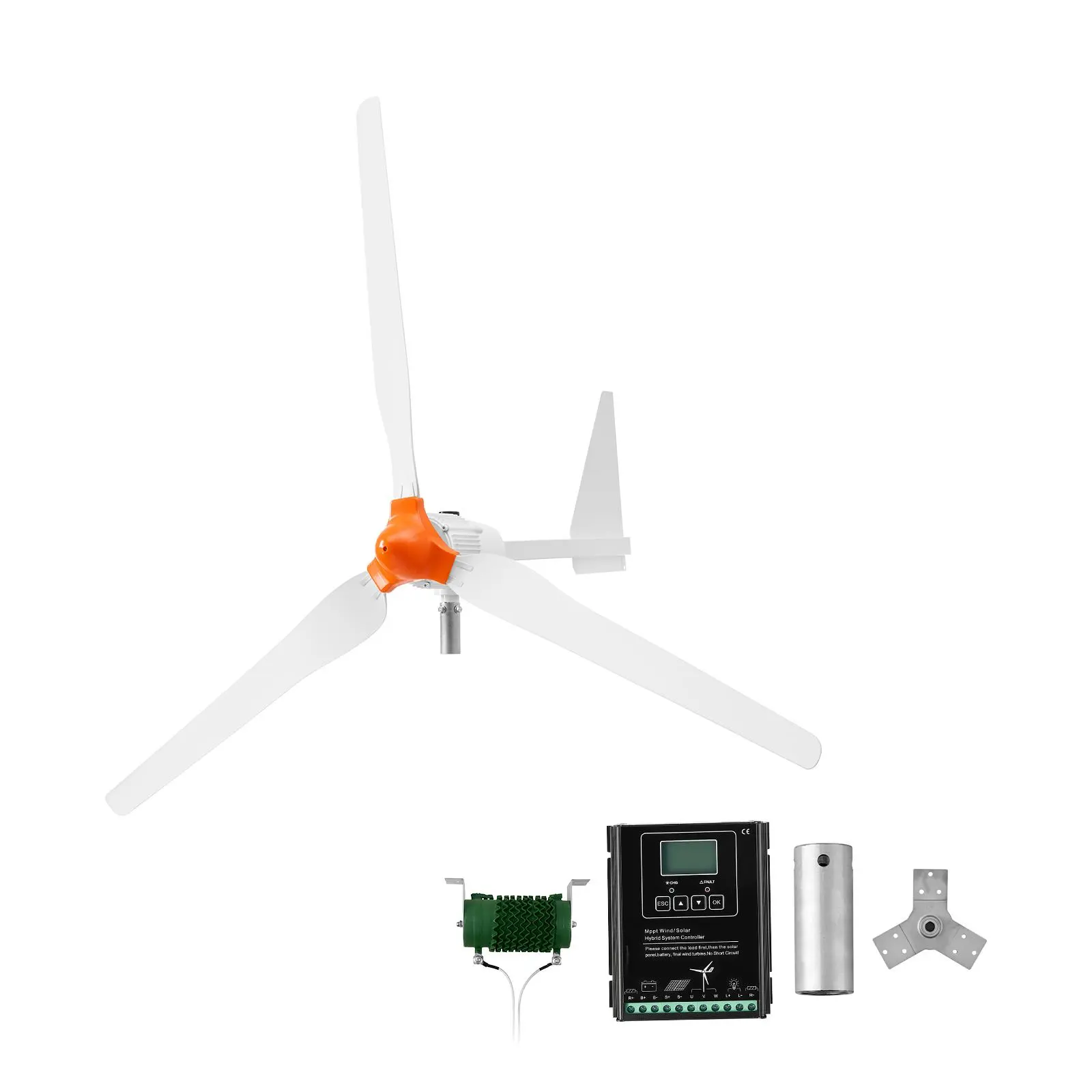 【Summerfinds】VEVOR 1500W 24V Wind Turbine Generator, 3-Blade Wind Turbine Kit with Wind/Solar Hybrid Controller, Efficient 3-Phase AC Permanent Wind Power Generator for RV Boat Home Farm (Tower Pole Not Included)