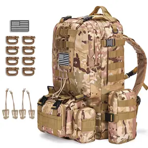 Large Military Tactical Backpack for Men, 40-50L Camo Military Backpack for Men and Women, Bug out Bag Army 3 Days Assault Pack Bag Rucksack with Molle System