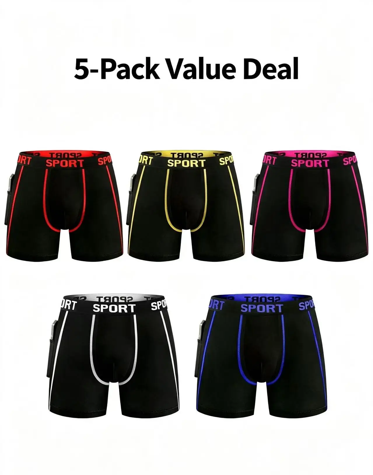 Men’s athletic boxer briefs for marathon running training and fitness, anti-chafing, quick-drying, tight fit, square cut