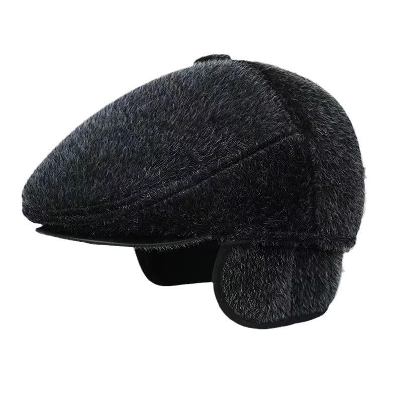 Men's Winter Hat British Style Dad Old Man Duckbill Cap Retro Elderly Warm Ear Protection Forward Cap