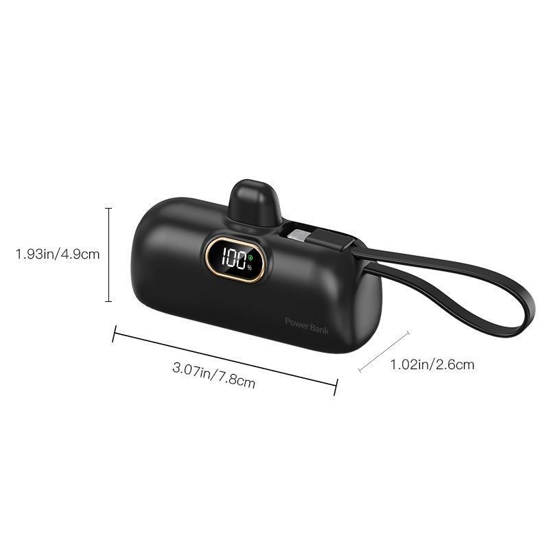 2 in 1 5000mAh 22.5W Mini Portable Charger Power Bank with 3 Output Ports, 5000mAh Fast Charging Battery Pack with LED Display-5000mAh Mini Portable Charger Power Bank for phone, 22.5W Fast Charger with 3-Output and Digital Display, Lightwight and Compact