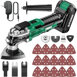 KIMO 20V Oscillating Tool Kit with 26-Pcs Accessories, Max 21000 OPM, 6 Variable Speed & 3 °   Oscillating Angle, Battery Powered Oscillating Multi-Tool for Cutting Wood/Nailing/Scraping/Sanding