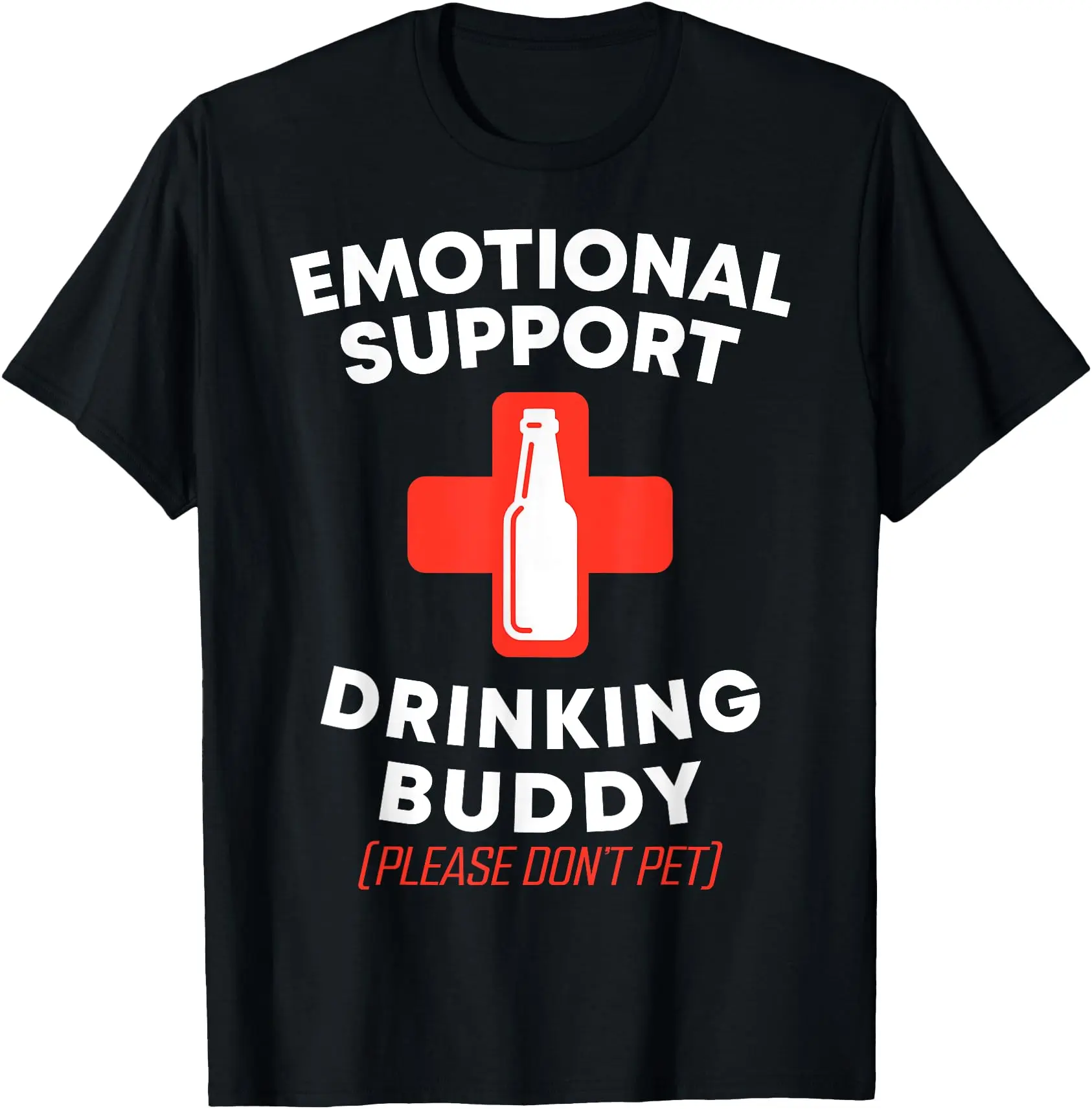 Adult Casual Round Neck Short-Sleeve Menswear Tops, Emotional Support Drinking Buddy Funny Sports Top