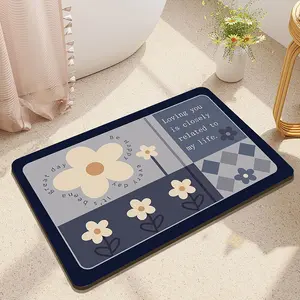 Super Absorbent and Quick-Drying Rounded Silica Gel Bath Mat - Non-Slip Soft Bathroom, Kitchen, and Indoor Floor Mat with Minimalist Pattern Design | Durable Silica Gel Material (Customizable)