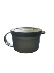 Crystalwave Soup Mug Black with Lid - Simple Design Soup Container