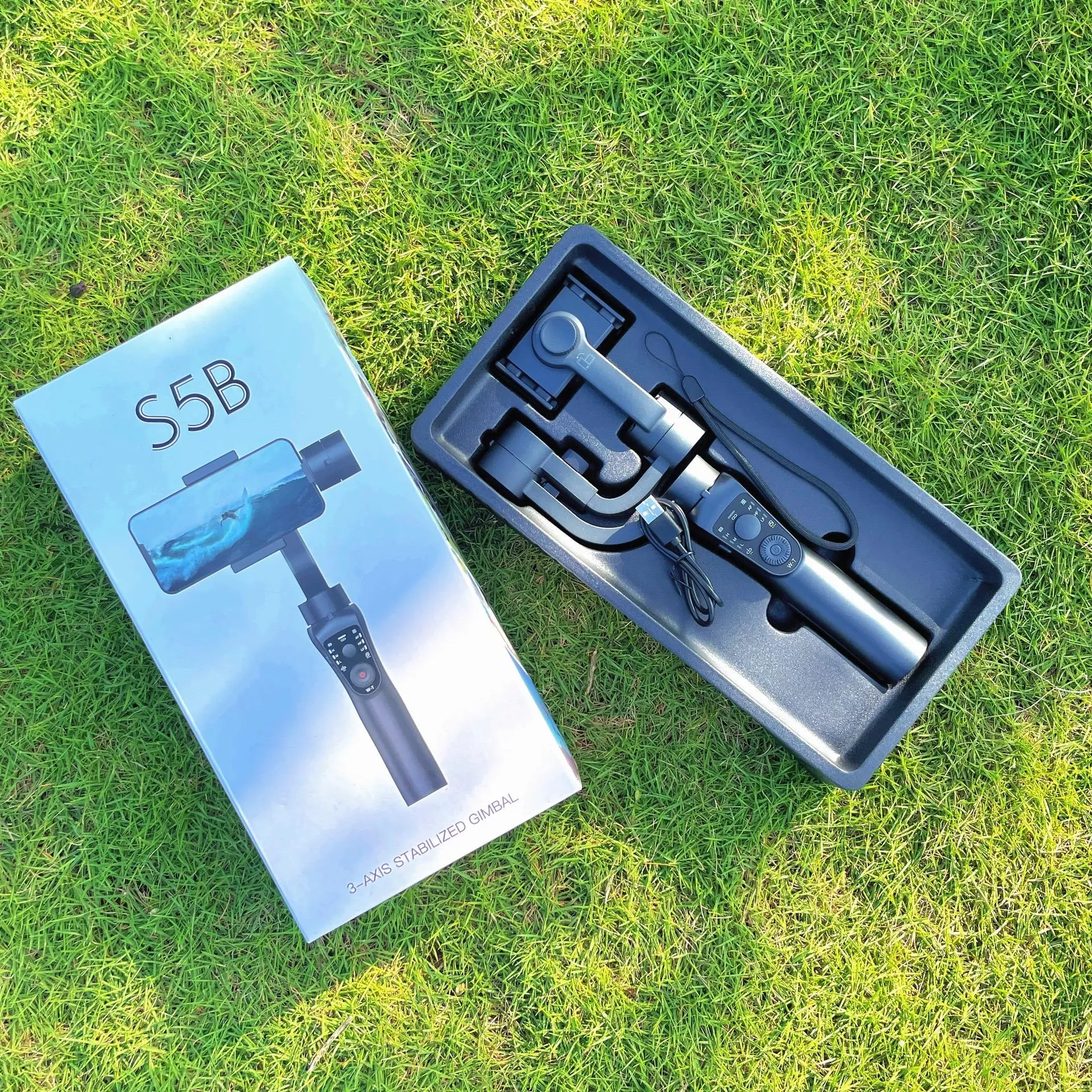 Summer S5B Mobile Phone Gimbal Stabilizer for Selfie, Smartphone Selfie Stick Gimbal for Video Recording, Portable 3-Axis Phone Gimbal Stabilizer, Cel