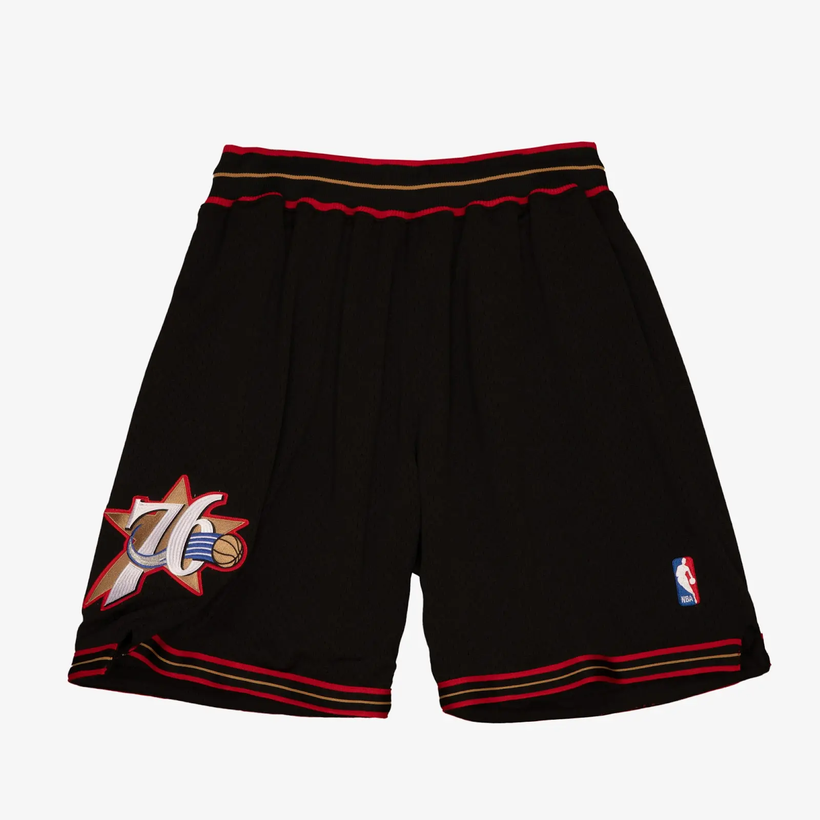 Philadelphia 76ers 1997-98 Black Road Authentic Shorts - Mitchell & Ness NBA Throwback, Retro Mesh Basketball Shorts