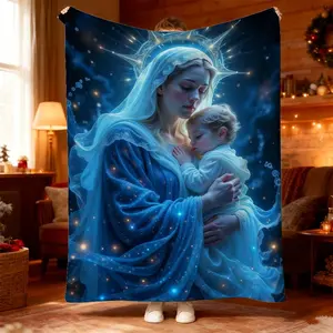1pc Dreamy Serenity Starry Night Blanket for Cozy Comfort on Sofas, Bedrooms & Camping – Perfect Nap Companion with Ethereal Print - Ideal Christmas Gift for Warmth Inside Out – Galaxy Inspired Blue Cover for All Season Use