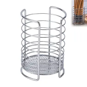 Kitchen Utensil Storage Rack Countertop Drainage Chopstick Holder Knife Fork Organizer Round Chopsticks Tube