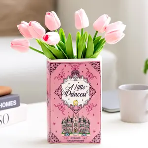 Bookend Vase for Flowers, Cute Home Office Decor, Unique Vase for Book Lovers, Artistic and Cultural Flavor Acrylic Clear Vases, A Book About Flowers