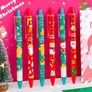 Christmas Series Neutral Pens, Creative Cartoon Click Pens, Reindeer Elder Snowman Shapes, Smooth Ink 0.5mm, Perfect Holiday Gift