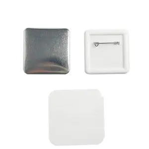 100 Sets 2 Inch Square Button Badge Supplies for DIY | Metal Back + Mylar Film | Craft Materials for Button Makers