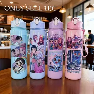 Anime Character Printed Water Bottle Cartoon 750ml Plastic Water Cup Sport Leak Proof Cute Water Kettle Easter Valentine's DayBirthday Gifts