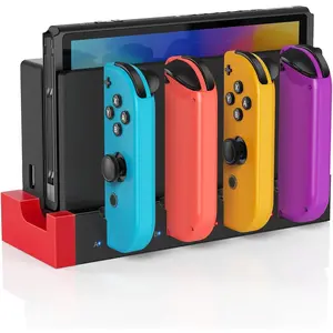 Charger Dock for  /OLED,  Dock for Joy-Con Controller, with LED , Charge up to 4 Joypad Controller - Black
