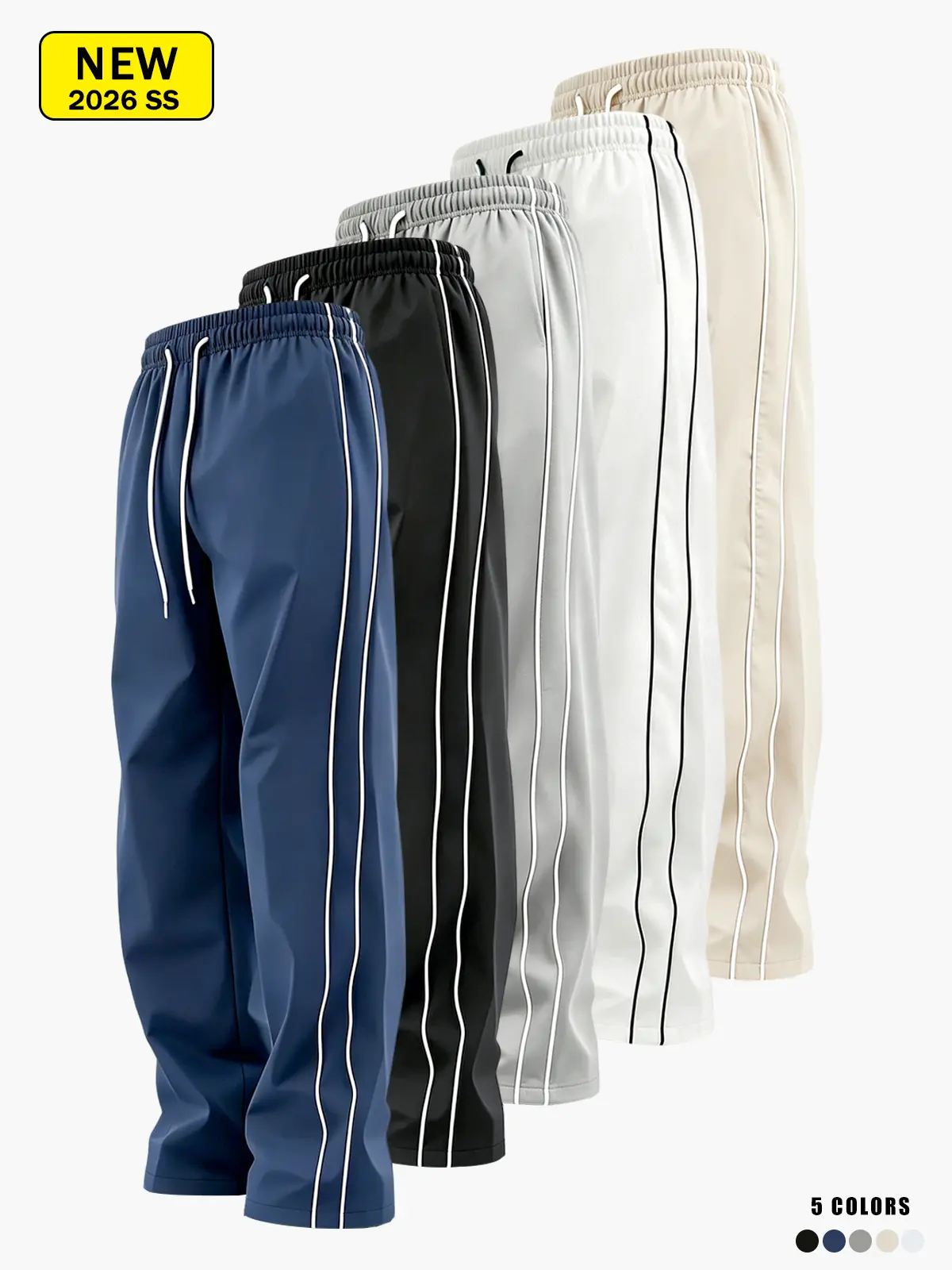 Men’s spring/autumn outdoor quick-dry casual athletic pants, loose straight fit, side stripe design Men’s spring/autumn outdoor quick-dry casual athletic pants, loose straight fit, side stripe design