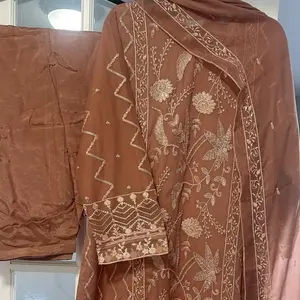 Meerakish chiffon fancy 3pcs bronze color xxl size women wear