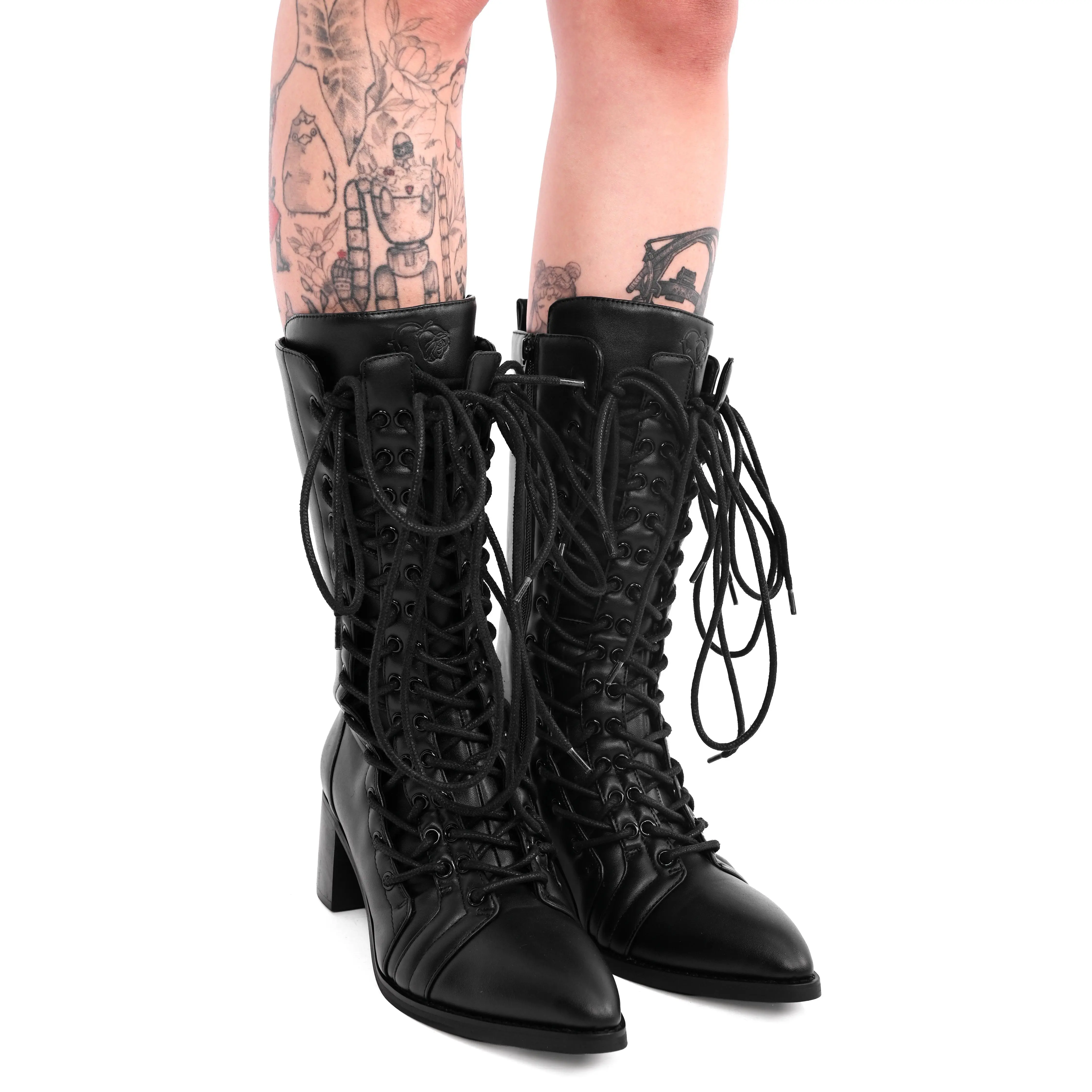 Zoey Corseted Black Boots
