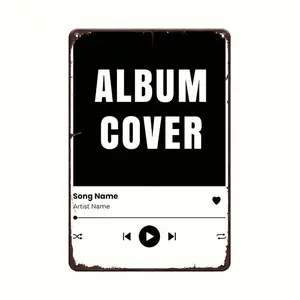 2D Custom Song Metal Decorative Poster - Music Wall Art, Album Cover Printing, Music App Poster, Choose Any Song, Album Cover, Decorative, Exquisite Modern, Simple Custom, Personalized And Unique, Ideal Gift for Him Or Her, Boyfriend, Girlfriend