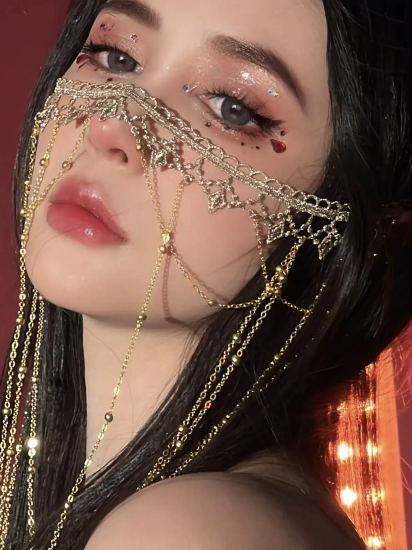 Ancient Style Face Covering Tassel Veil, Hanfu Traditional Costume Accessory, Cos Headpiece, Renaissance Headpiece, Trendy Photography Prop, Western Dance Princess, Styling Accessory