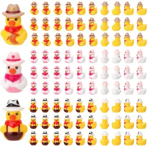 96 count Mini  Ducks, Miniature Cowboy Ducks Mini Cowboy Duck Figurines for   Shower DIY Cake Decoration Ornaments Crafts Moss Landscape