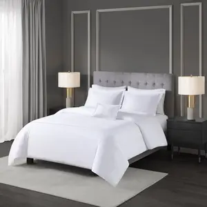 Madison Park Signature MPS12-509 108 x 96 x 0.13 in. 500 Thread Count Luxury Collection 100 Percent Cotton Sateen Embroidered Duvet Cover Set, White & White - King & California King Size