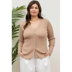 Plus Size Button Down Sheer Cardigan