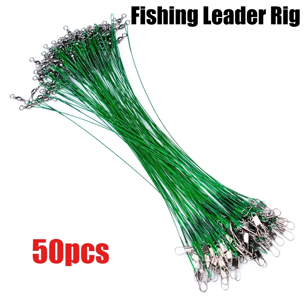 Fishing Leader Rig, Anti-Tangle Fishing Leader Lines with Swivel Connectors, Heavy Duty Stainless Steel Wire Rig for Predator Fishing, Ideal for Pike/Muskie Lures and Hooks - Durable Tackle Kit Fishing Equipment Fishing Supplies Fishing Stuff
