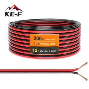 KE-F 12 Gauge Wire 100FT, Ultra Flexible 2 Conductors Red & Black Electrical Wire, 12 AWG Copper Clad Aluminum Extension Cord, Low Voltage for Automotive Wire, Speaker Cable, Landscape, LED Strip 30m