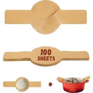 Parchment Paper for Sourdough Baking, GIGYES Bread Sling for Dutch Oven, 8" Round Parchment Paper with Long Handles for air fryer, Easy-Lift, Non-Stick, Odor-Free (Unbleached, 100sheets-Round)