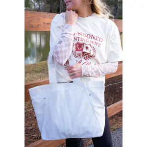 White Shoreview Side Cinched Tote Bag