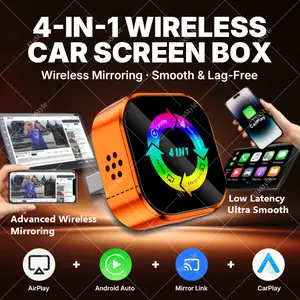 2026 New 4-in-1 CarPlay Wireless Adapter - iPhone/Android Compatible | Fast Connection, Hands-Free Calling, AirPlay, Mirror Link, Netflix, Youtube type-c adapter