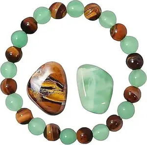 Money Attraction Bracelet For Women Men, Triple Protection Spiritual Mood Energy Good Luck Beaded Feng Shui Wealth Success Green Aventurine Tiger Eye Natural Stone Handmade Jewelry Gift