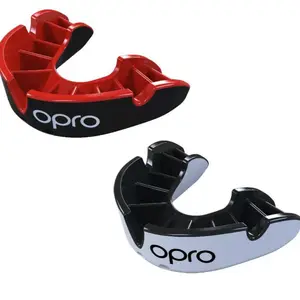 OPRO Silver Youth Mouthguard Twin Pack | High-Impact Defense & Custom Comfort for Rugby Hockey Boxing | Black/Red & Black/White | Youth Under 10 | OPRO Silver Series