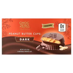 ChocZero Peanut Butter Cups, Dark, 8 Individual Wrapped Cups, 4 oz (113 g) ChocZero Peanut Butter Cups, Dark, 8 Individual Wrapped Cups, 4 oz (113 g)