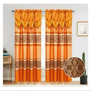 Orange Patterned Curtains with Elegant Valance and Decorative Design for Home Decor