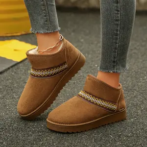 Women's Warm Fuzzy Ankle Boot Non-Slip Slippers Comfortable Platform Boots Cold Fleece Slippers Weather Indoor Outdoor Shoes