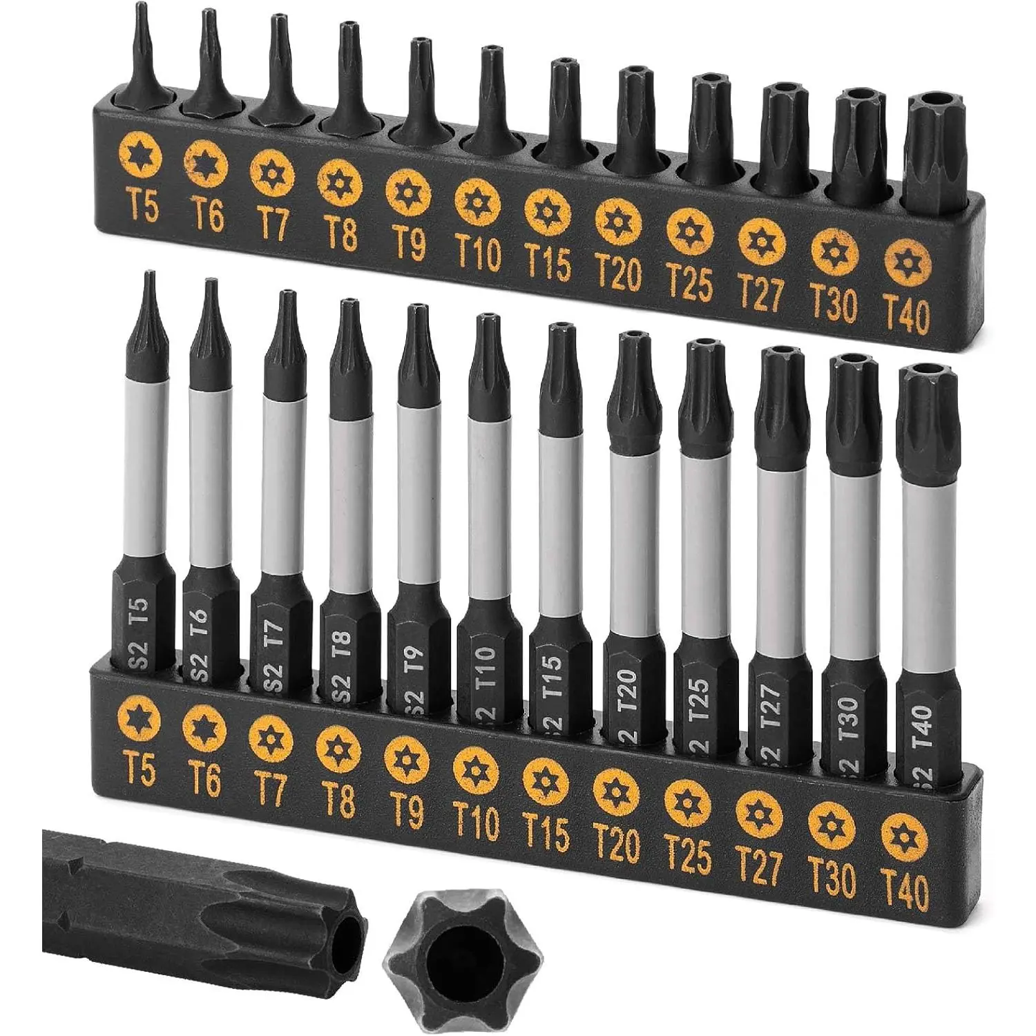 Torx Bit Set, 24 count T5-T40, Tamper Resistant,  Torx Bits