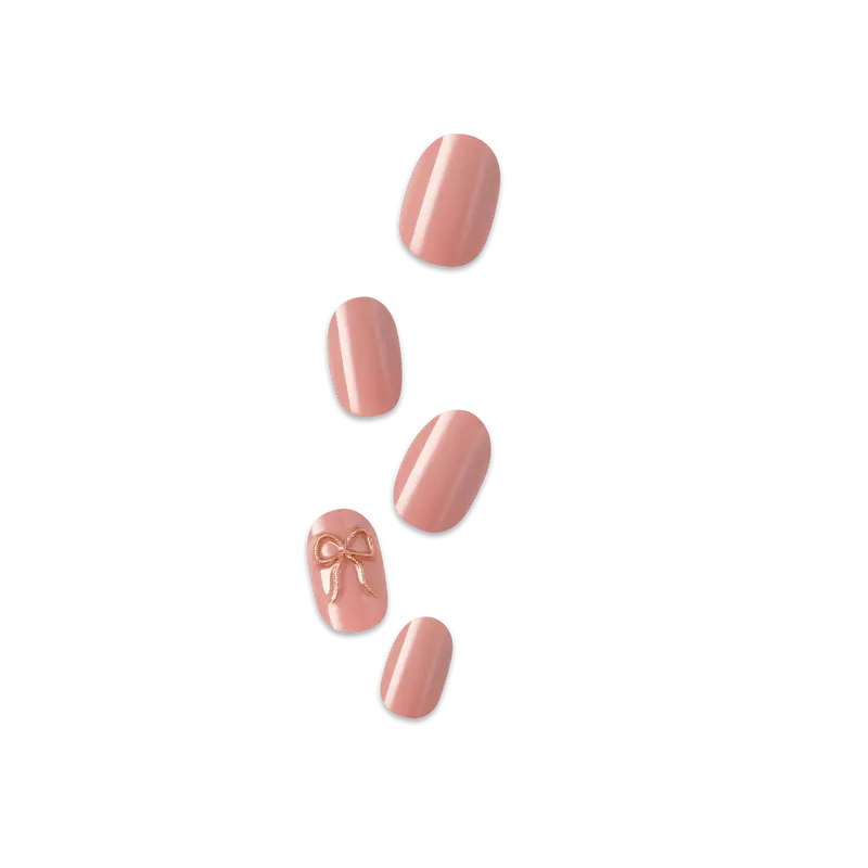 Impress Design No Glue Fake Press On Nails - Close To You | 3D Solid, Pink, Short, Oval, Manicure