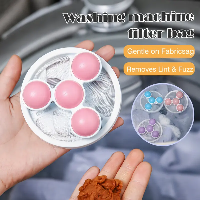 3-Count High-Quality Cone-Shaped Washer Lint Filter Bags, Durable and Reusable Cotton Mesh, Sturdy Materials Laundry Balls & Discs Accessory for Effective Hair and Debris Removal, Laundry Tool to Keep Washer Interior Clean & Reduce Clothes Residue