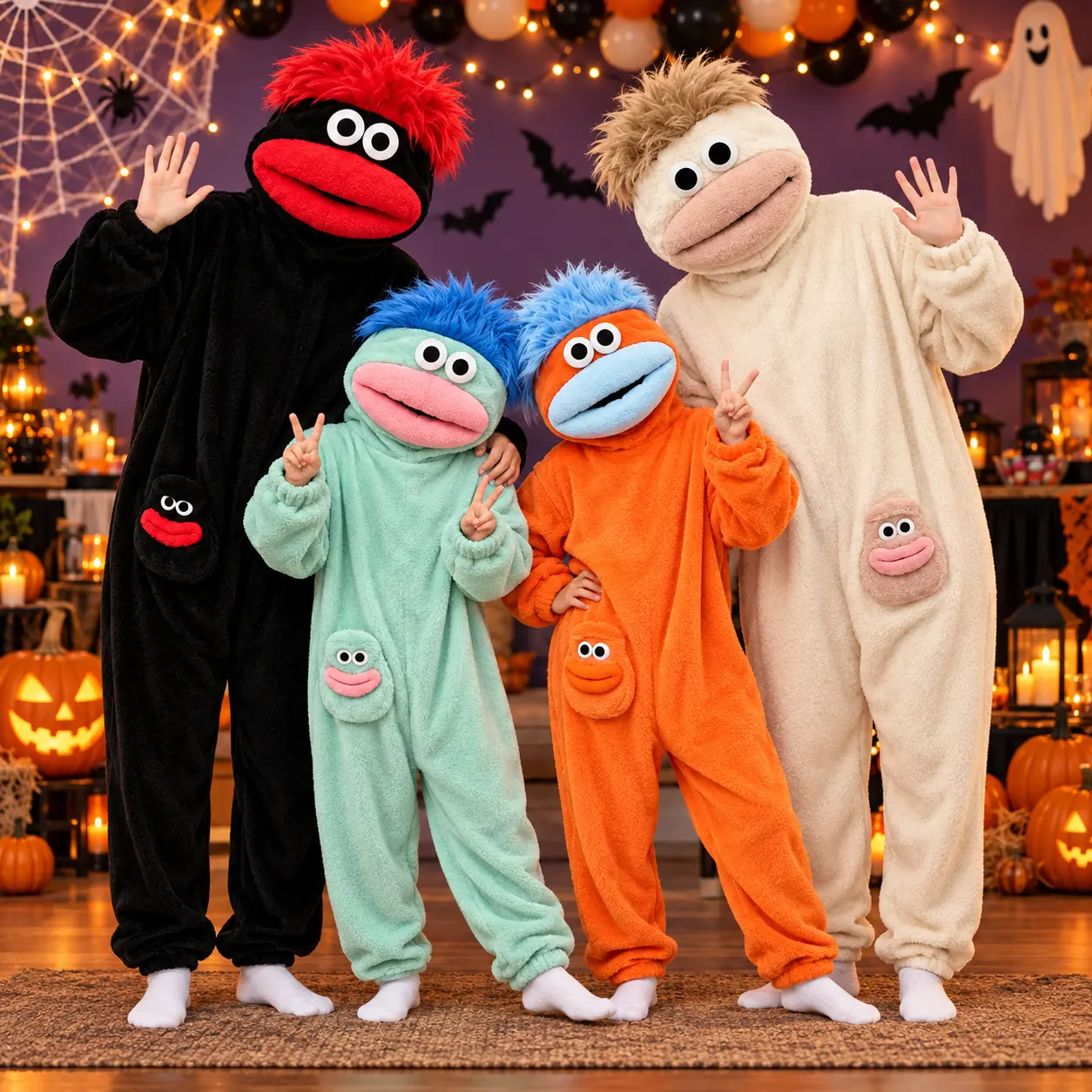 Funny Big Mouth Monster Onesie, Adult Kids Family Matching Pajamas, Thick Fleece Oversized One Piece Plush Outfit, Hooded Cosplay Jumpsuit, Novelty Halloween Costume, Funny Holiday Gift, Spooky Party Loungewear Long Sleeves