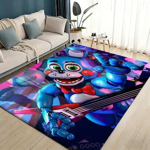 Anime F-Five Nights at Freddy's Cartoon Pattern Rug Floor Mat Flannel Rugs Soft Warmth Floor Mat Thickened Non-Slip for Room Home Decor Door Mat Strong Water Absorption Upgraded Anti-Slip Backing Easy to Clean