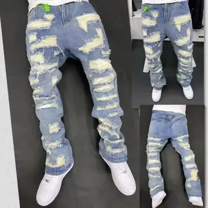 Vintage American Style Jeans High Street Tear Wear Resistant Clean Fit Denim Pants Hip Hop Culture History Inspirated Fashion Menswear Streetwear Casual Day Love Trouser Pocket