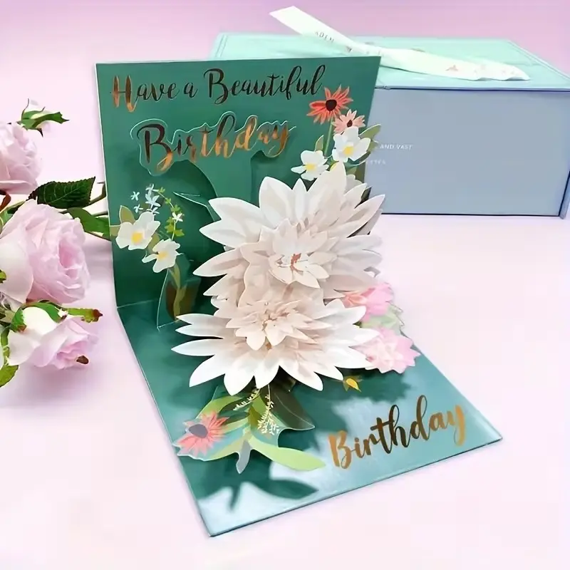 3D Pop-Up Flower Birthday Card, Perfect Greeting for Friends Family Teachers Colleagues, Best Birthday Gift for Leaders Classmates